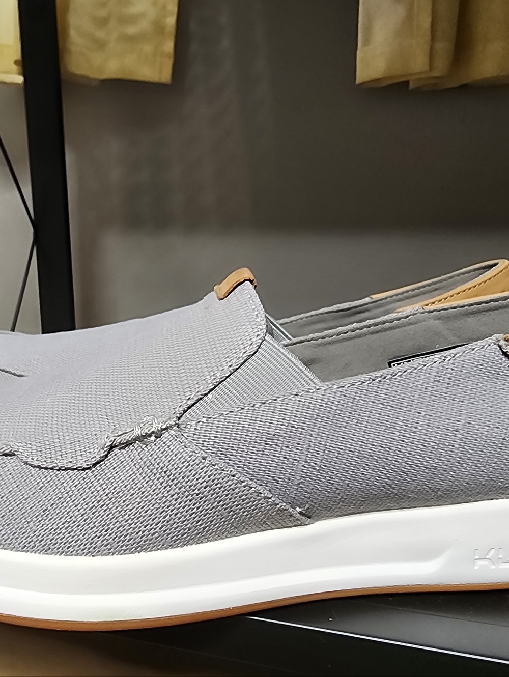 Kuru Pace Casual Slip-On Men’s Shoes - Gray Canvas Leather Accents